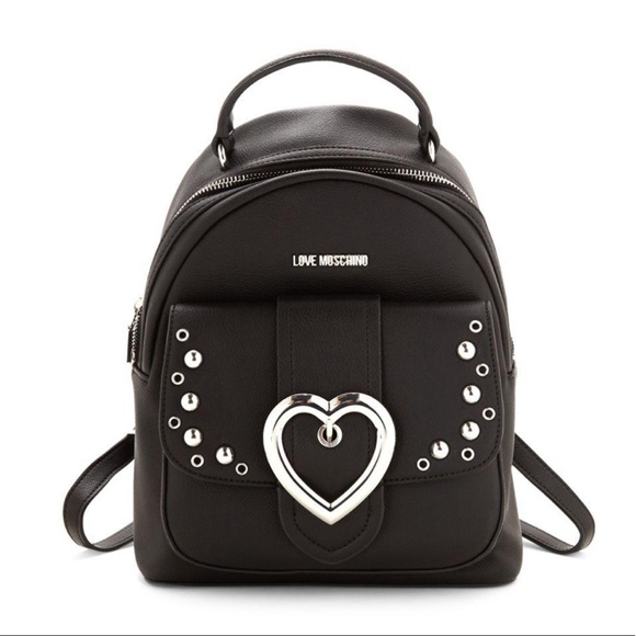 Love Moschino Black Heart-Accent Mini Backpack